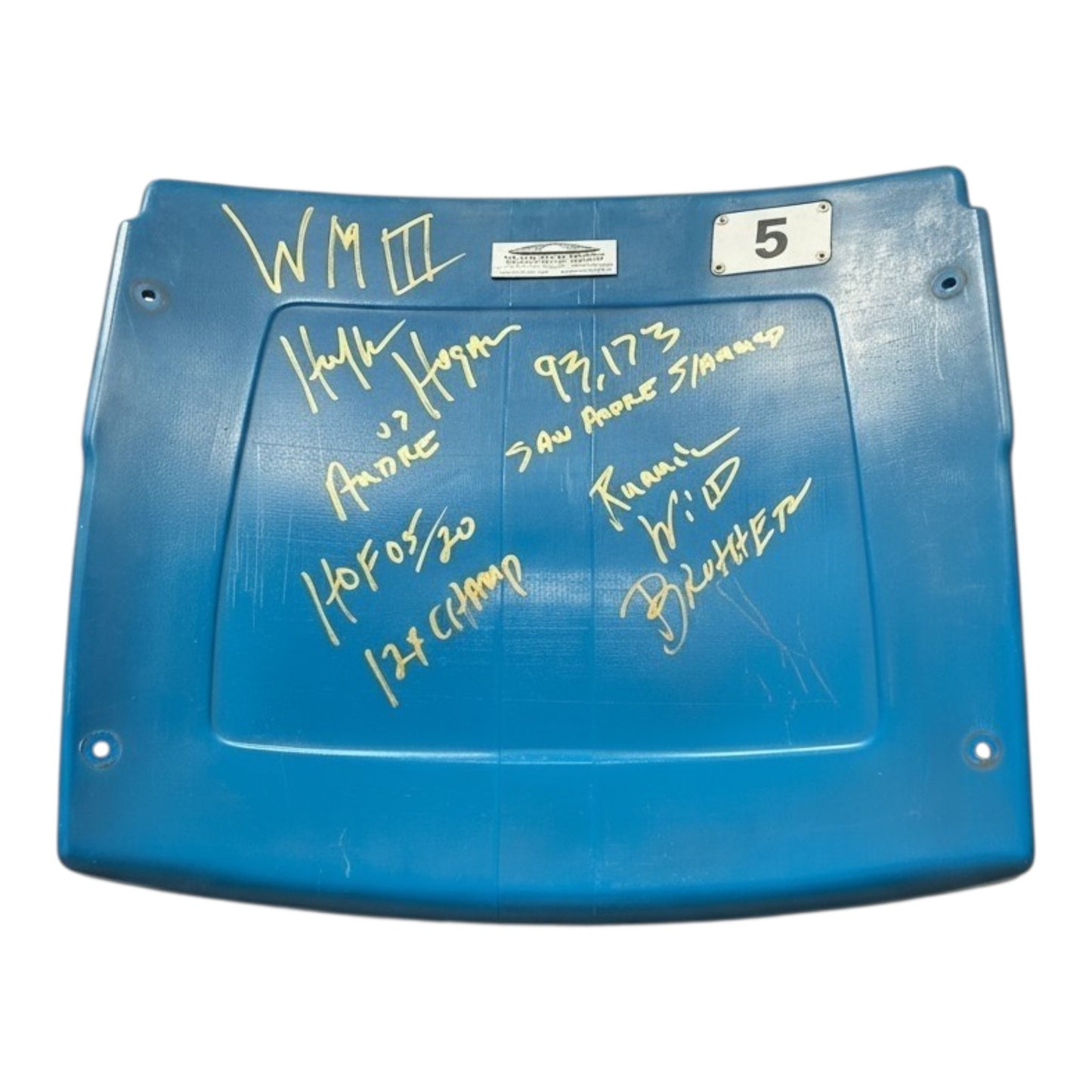 Hulk Hogan Signed Wrestlemania III Pontiac Silverdome #5 Seat Back