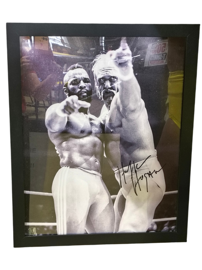 Black/White Hulk Hogan And Mr. T Point Signed 16x20 Poster