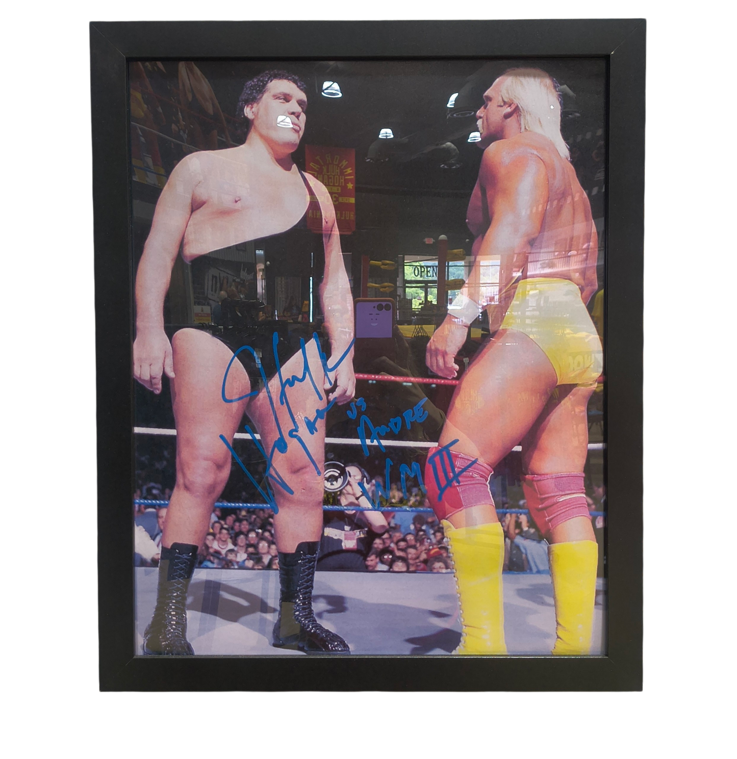 Wrestlemania III Andre Hulk Hogan Signed 16x20 Poster