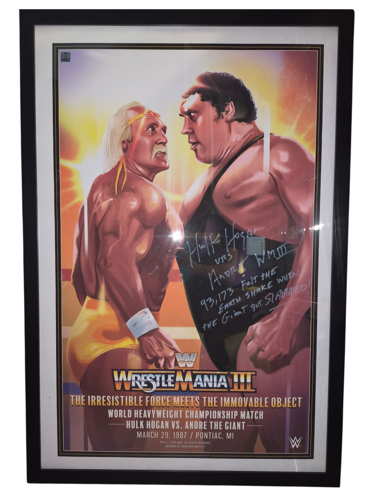 Hulk Hogan Andre WM III Art Signed 24x36 Poster
