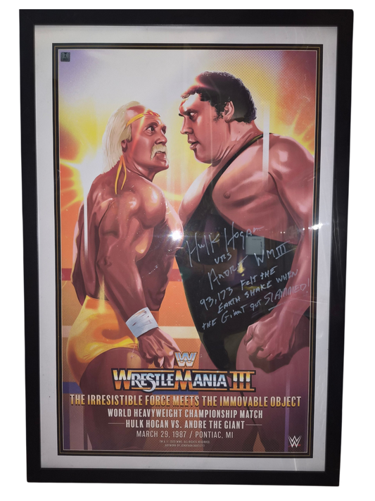 Hulk Hogan Andre WM III Art Signed 24x36 Poster