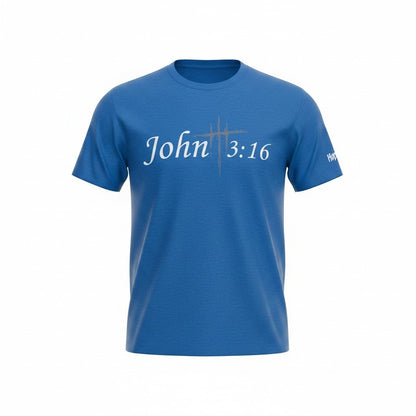 Blue John 3:16 Adult T-Shirt