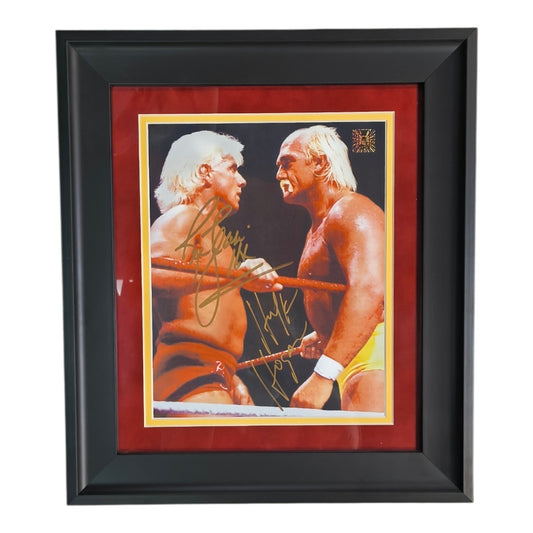 Framed Hulk Hogan Ric Flair Signed 8x10 Photo