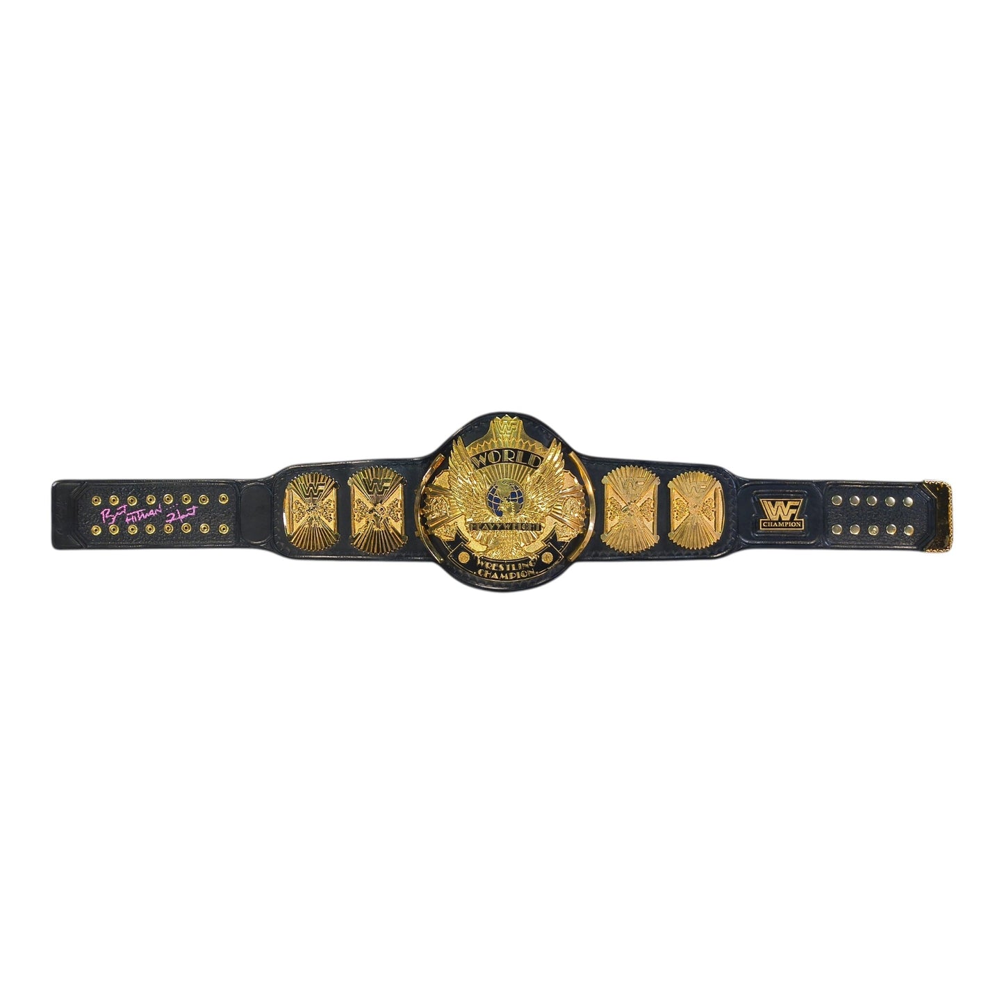 Bret "Hitman" Hart Signed 24kt Gold HD Winged Eagle Replica Title Belt