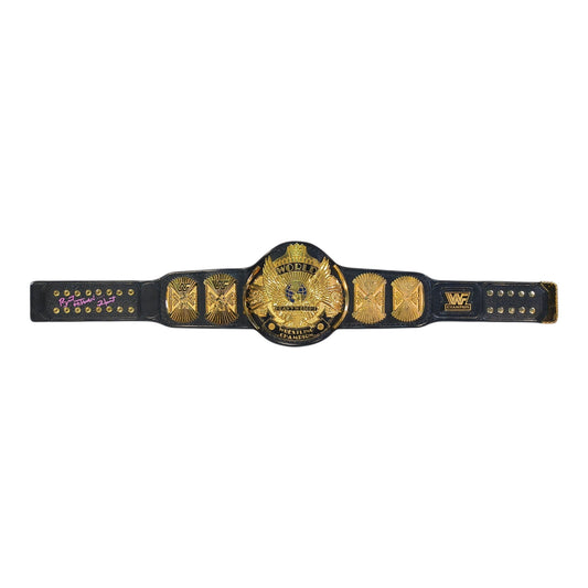 Bret "Hitman" Hart Signed 24kt Gold HD Winged Eagle Replica Title Belt