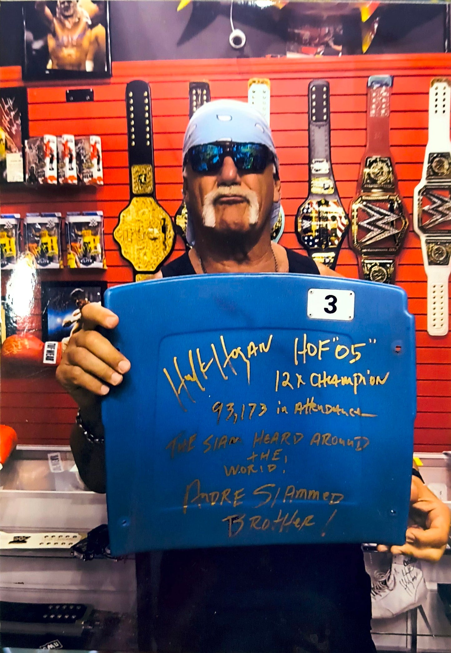 Hulk Hogan Signed Wrestlemania III Pontiac Silverdome Seat Back #3