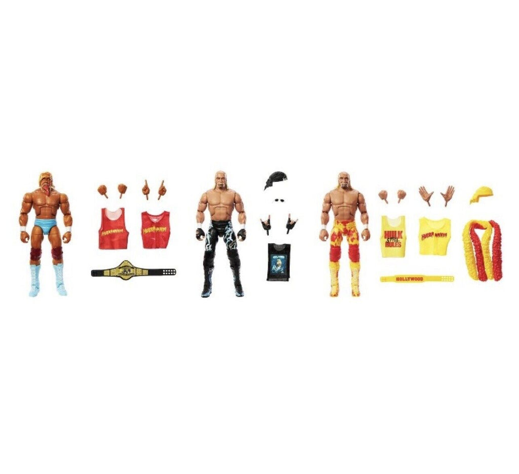 WWE Elite Collection Hulkamania 40th Anniversary Action Figure Set 3pk Autographed TWICE