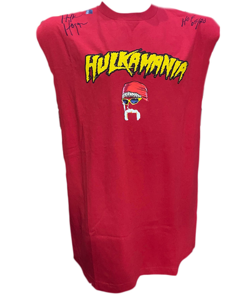 Hulkamania face Signed tear off T-shirt