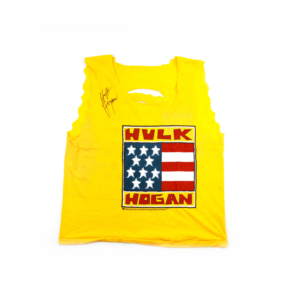 Hulk Hogan Signed Yellow American Flag Shirt