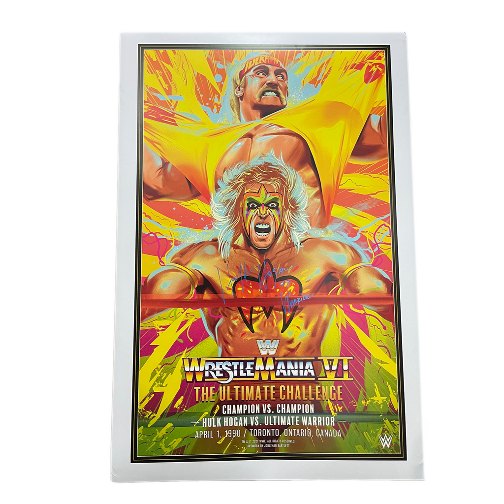 Wrestlemania 6 Hulk Hogan Vs Ultimate Warrior Autographed Poster "Sale" Limited