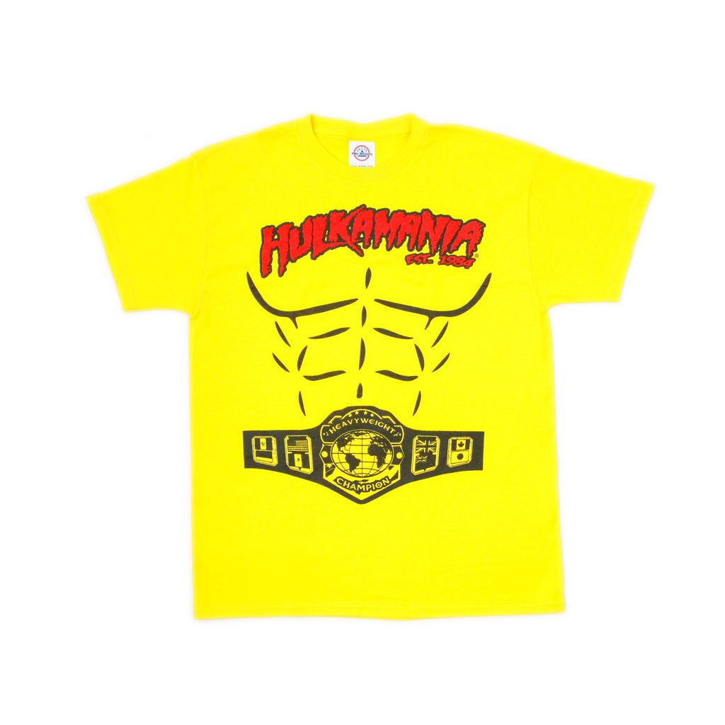 Yellow Hulkamania Heavyweight Champion Shirt Kids front