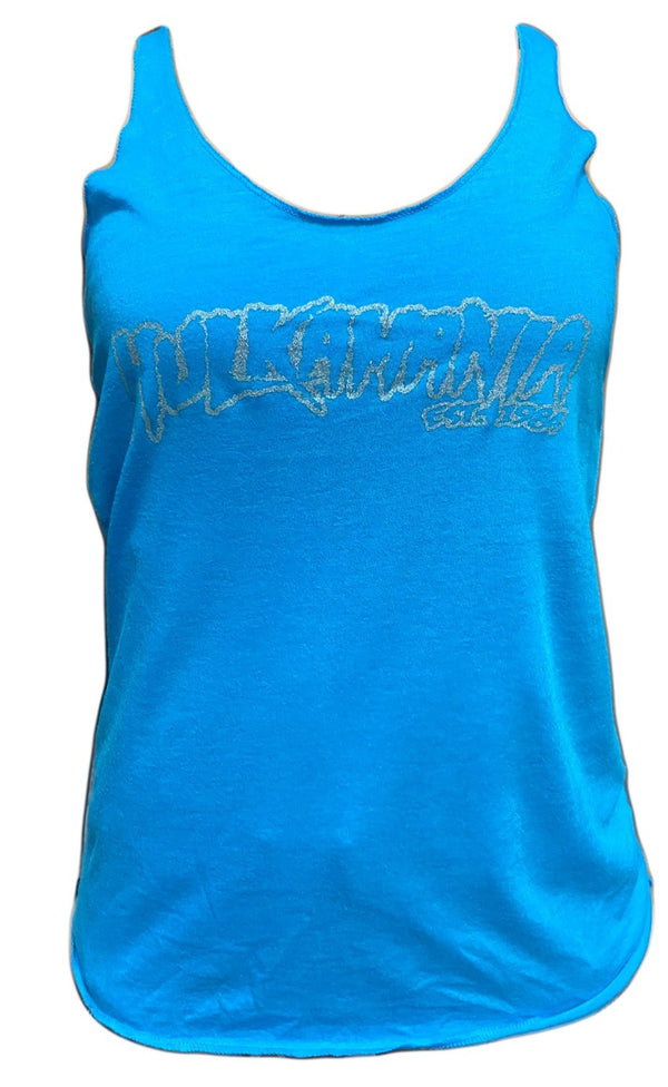 Womens Blue Hulkamania Outline Tank Top