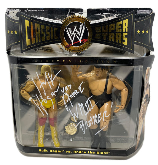 Signed Classic Super Stars Hulk Hogan & Andre the Giant Action Figure