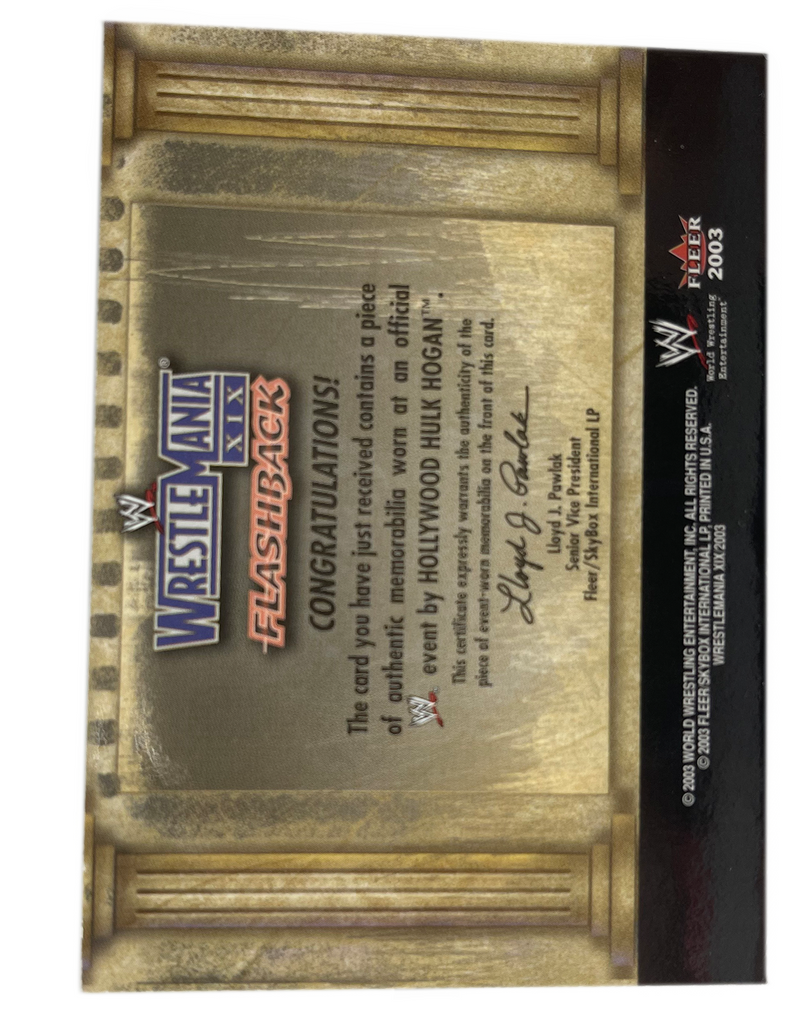 Signed 2003 Wrestlemania 6 Hollywood Hogan Trading Card