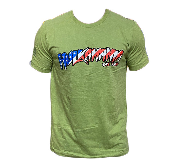 Green American Flag Hulkamania Adult T-Shirt