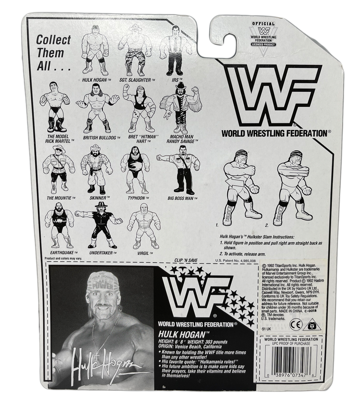 WWF Hasbro Hulk Hogan Hulkster Slam 1992 Action Figure Signed