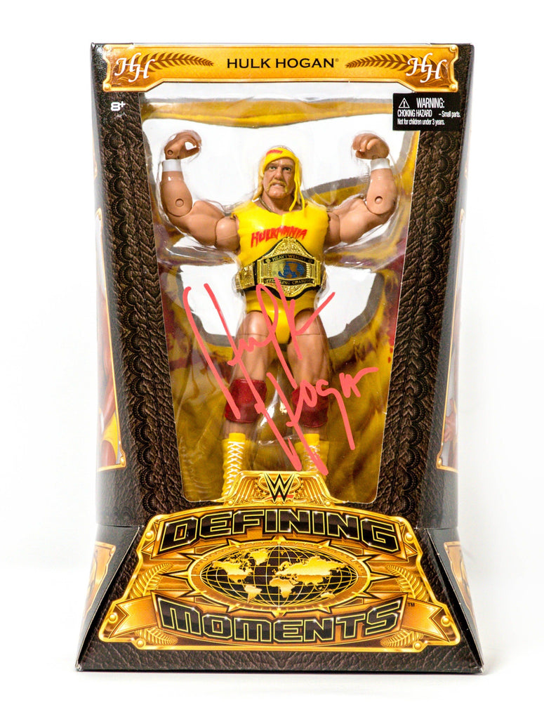 WWE Defining Moments Hulkamania Hulk Hogan Autographed Figure front